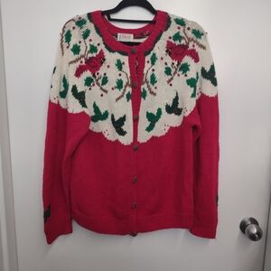 Orvis Festive Red and Cream Cardigan